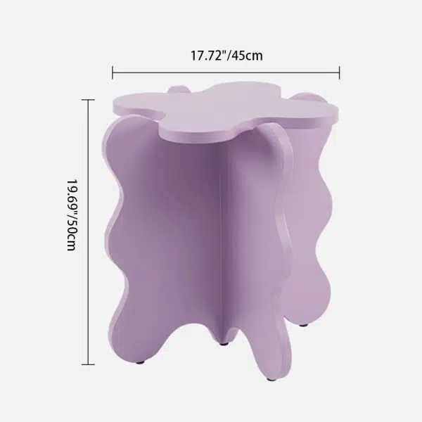 Contemporary Creative Wave Petal Wooden Fiberboard End Table For Living Room - Image 4