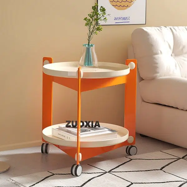 Contemporary Creative Removable Round Acrylic Plastic End Table 2-Tier For Living Room - Image 20