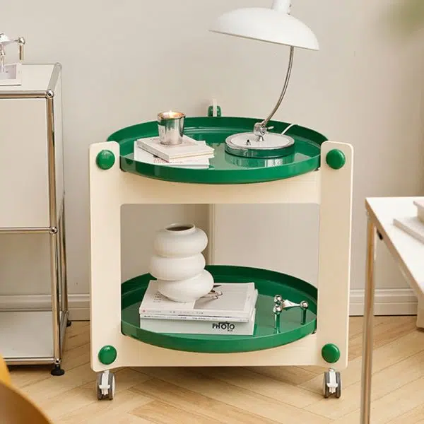 Contemporary Creative Removable Round Acrylic Plastic End Table 2-Tier For Living Room - Image 3