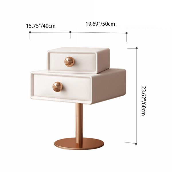 Contemporary Creative Orb Square Rotatable Stackable Wood Steel Nightstand 2-Drawer For Bedroom - Image 6