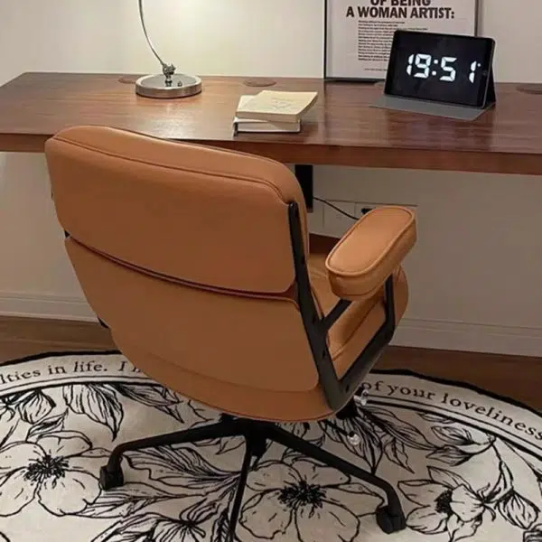 Modern Luxury Square PU Leather High Density Sponge Carbon Steel Desk Chair Backrest Armrest For Home Office - Image 2