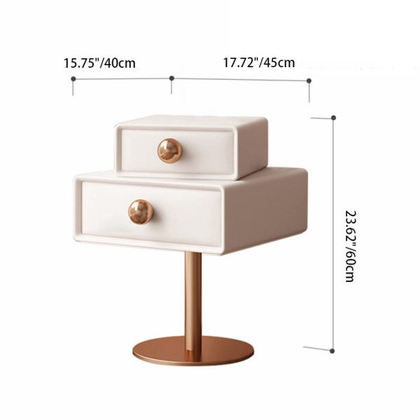 Contemporary Creative Orb Square Rotatable Stackable Wood Steel Nightstand 2-Drawer For Bedroom - Image 5