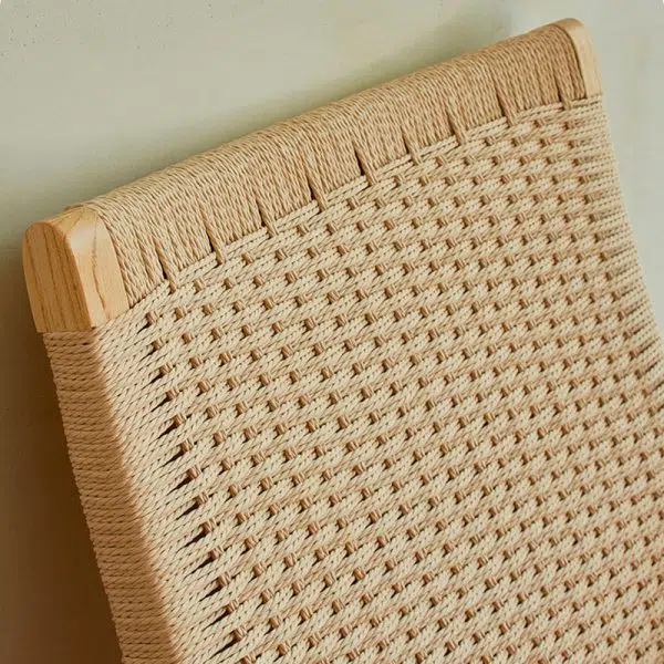 Contemporary Scandinavian Rectangular Wood Rattan Chair Backrest Armrest For Living Room - Image 7