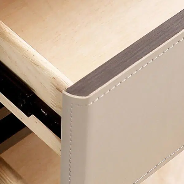 Contemporary Nordic Rectangular Leather Wood Nightstand 2-Drawer For Bedroom - Image 6