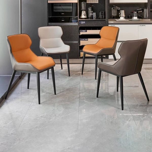 Contemporary Luxury Microfiber Leather Upholstered Dining Chair Backrest For Dining Room - Image 10