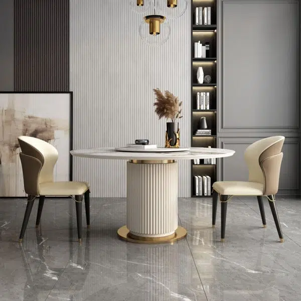 Contemporary Luxury Leather Wood Legs Stainless Steel Decor Dining Chair Backrest For Dining Room - Image 9