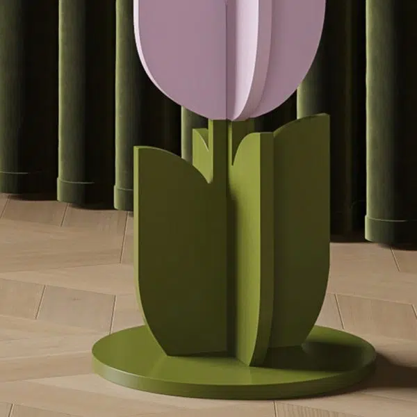 Contemporary Creative Petal Round Tabletop Pine Glass Side Table For Living Room - Image 5