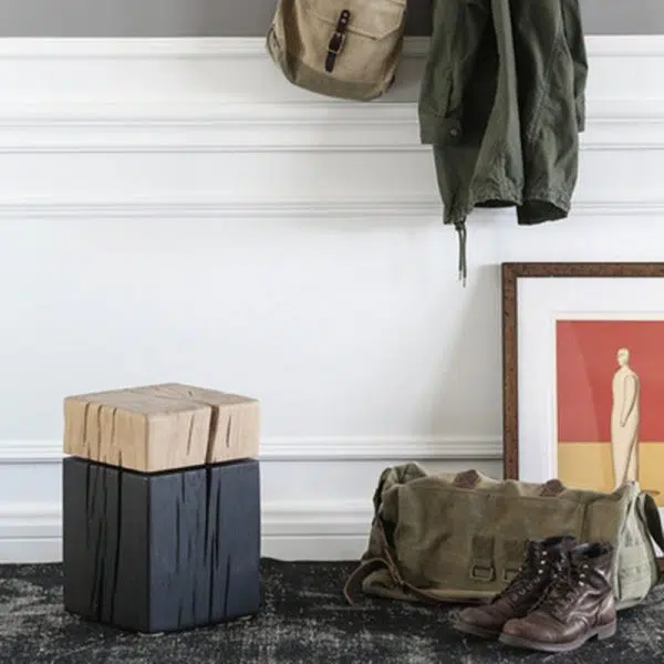 Contemporary Japanese Cuboid Crack Design Solid Wood End Table For Living Room - Image 9