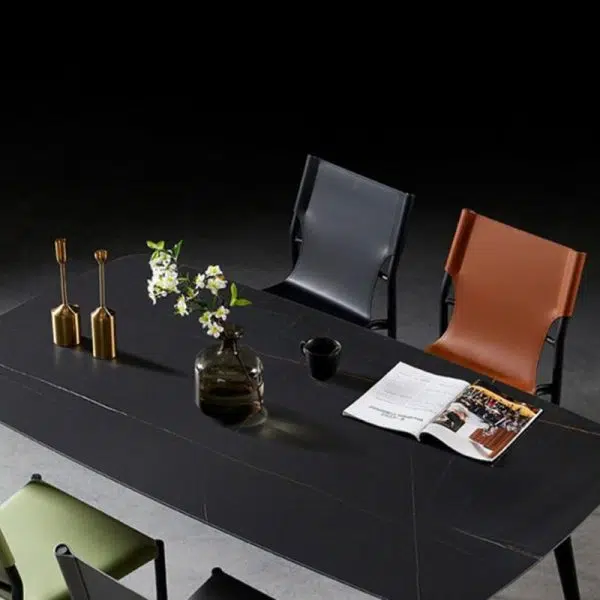 Contemporary Nordic Square Leather Carbon Steel Stackable Dining Chair Backrest For Dining Room - Image 13