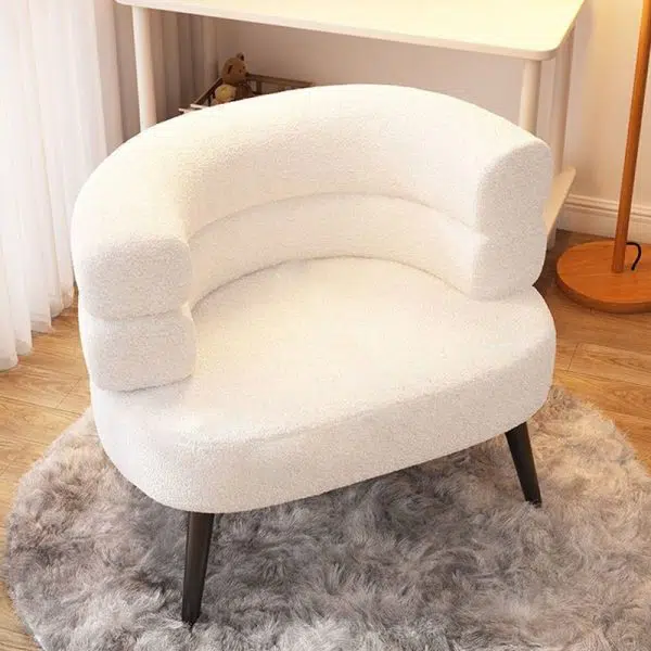 Contemporary Nordic Curved Lambswool Carbon Steel Legs Accent Chair Backrest For Living Room - Image 11