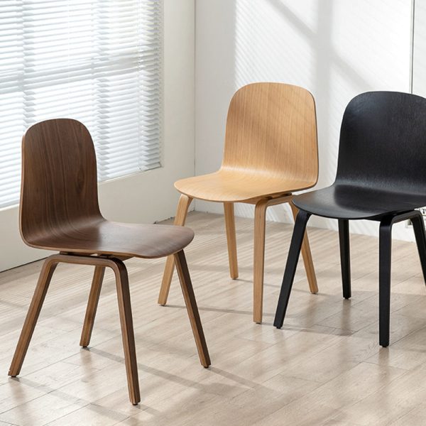 Contemporary Nordic Square Solid Wood Backrest Dining Chair For Dining Room - Image 13