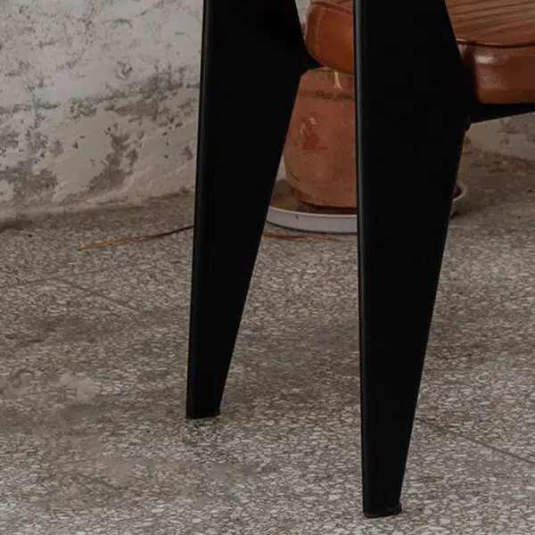 Contemporary Industrial Leather Metal Sponge Wood Square Vertical Stripe Dining Chair Backrest Armrest For Dining Room - Image 9