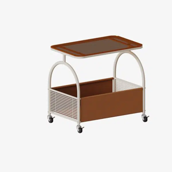 Contemporary Luxury Rectangular Glass Iron Leather End Table 2-Tier For Living Room - Image 19