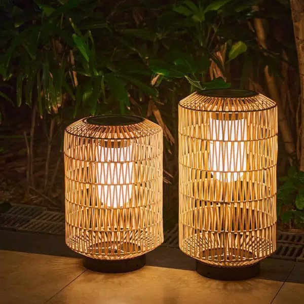 Modern Minimalist Solar Iron Rattan Cage Shaped LED Outdoor Landscape Light For Garden - Image 20