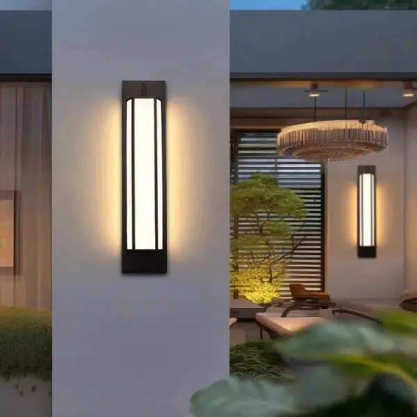 Modern Minimalist Long Square PMMA Stainless Steel LED Outdoor Wall Sconce Lamp For Garden - Image 13