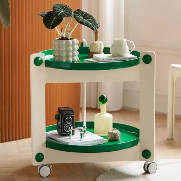 Contemporary Creative Round PET Acrylic End Table 2-Tier For Living Room - Image 3