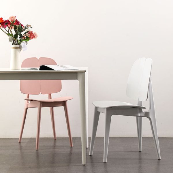 Contemporary Scandinavian Plastic Steel Metal Square Dining Chair Backrest For Dining Room - Image 3