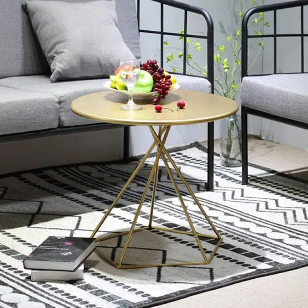 Contemporary Luxury Metal Geometric Pentagram Base End Table For Living Room - Image 11