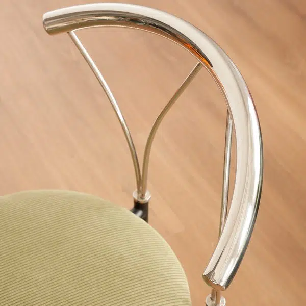 Contemporary Nordic Round Scalloped Backrest Fabric Corduroy Stainless Steel Dining Chair For Dining Room - Image 6