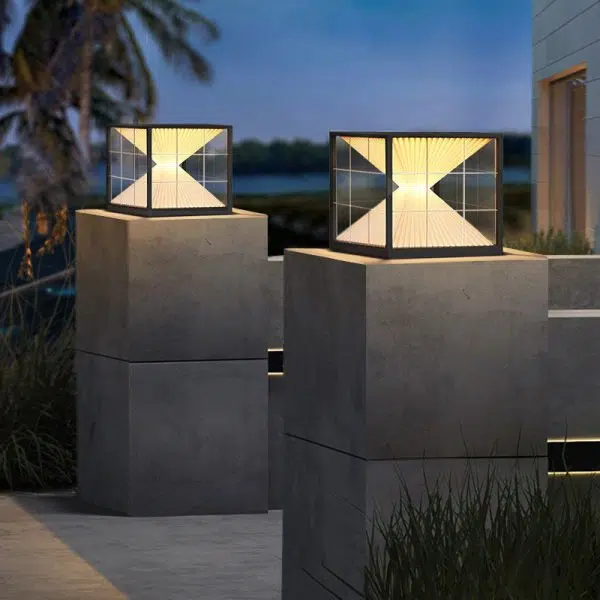 Modern Creative Hourglass Rectangular Acrylic Stainless Steel Outdoor Waterproof Door Post Light - Image 12