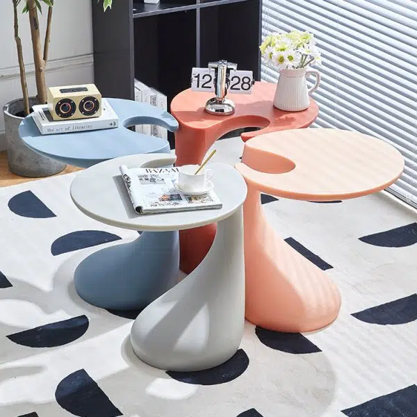 Contemporary Creative Shaped Oval Base PE Plastic End Table For Living Room - Image 11