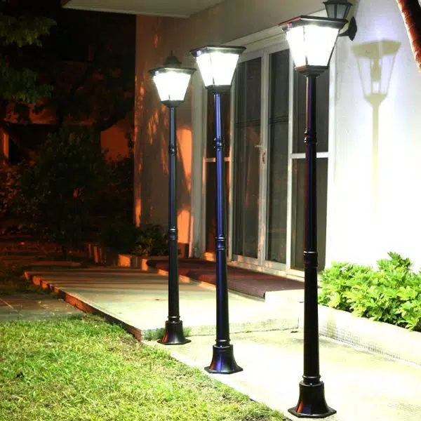Traditional Chinese Solar Waterproof Aluminum Alloy Glass Cylinder LED Landscape Lighting Outdoor Light For Garden - Image 2