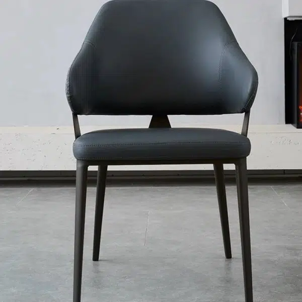 Contemporary Scandinavian Leather Carbon Steel Sponge Square Lozenge Dining Chair Backrest Armrest For Dining Room - Image 16