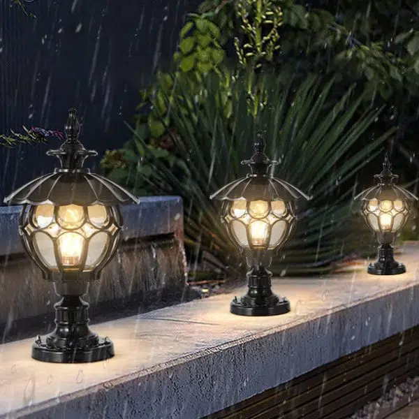 Outdoor European Round Column Head Light 1-Light Waterproof Garden Landscape Light - Image 6