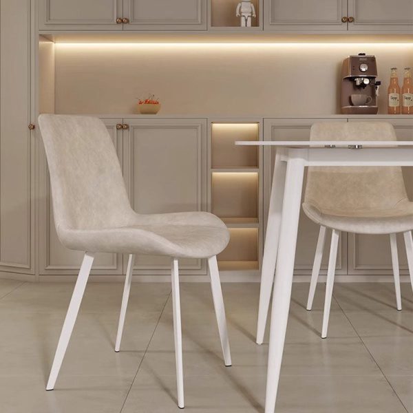 Contemporary Scandinavian Leather Carbon Steel Sponge Square Curved Dinining Chair Backrest For Dining Room - Image 2