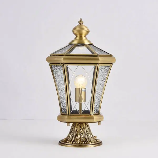 European Outdoor Glass Copper Lantern 1-Light Lawn Landscape Light - Image 12