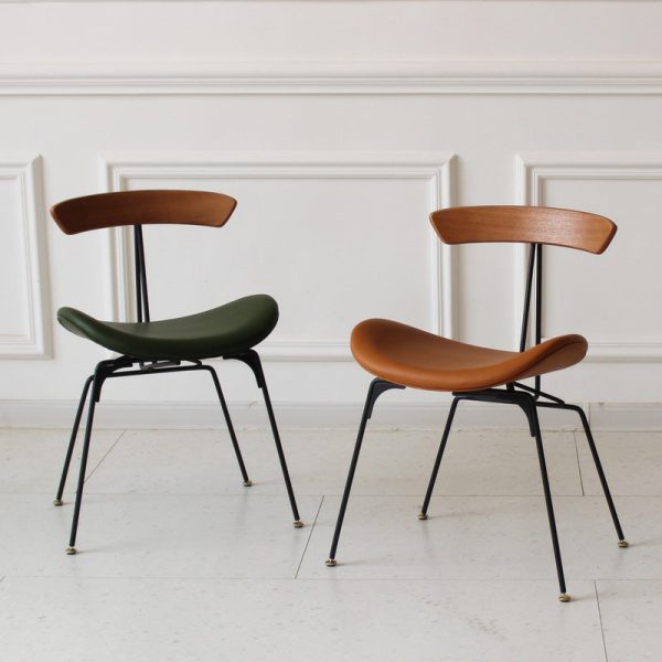 Contemporary Industrial Ant Arch Wood Rebar Leather Fabric Sponge Dining Chair Backrest For Dining Room - Image 3