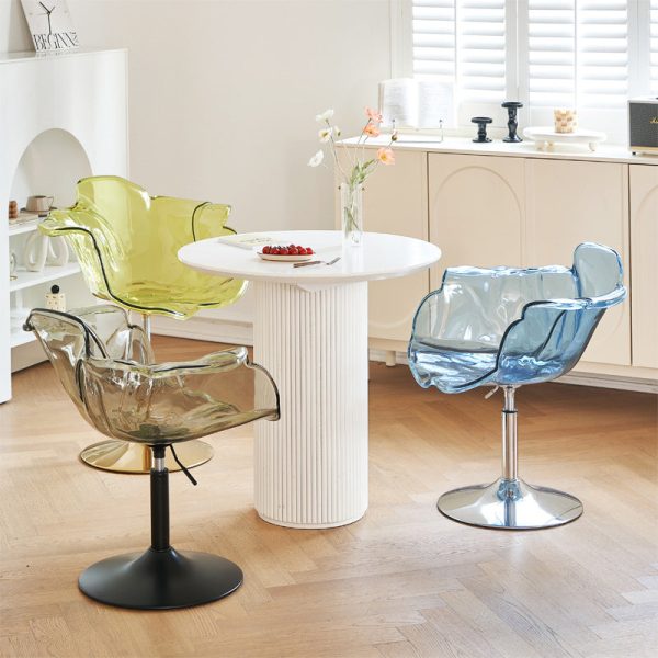 Contemporary Creative Petal Shape Acrylic Liftable Dining Chair Backrest Armrest For Dining Room - Image 5
