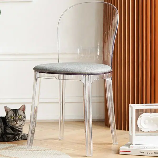 Contemporary Scandinavian Curved Plastic Fabric Chair Backrest Armless For Living Room - Image 11