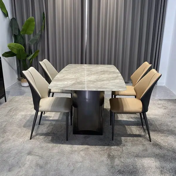 Contemporary Luxury Square Microfiber Leather Carbon Steel Dining Chair Backrest For Dining Room - Image 14