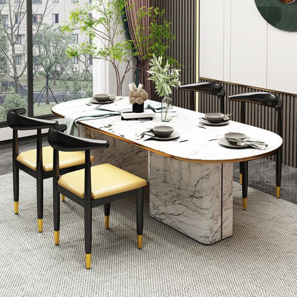 Contemporary Luxury Square PU Leather Dining Chair Backrest For Dining Room - Image 14