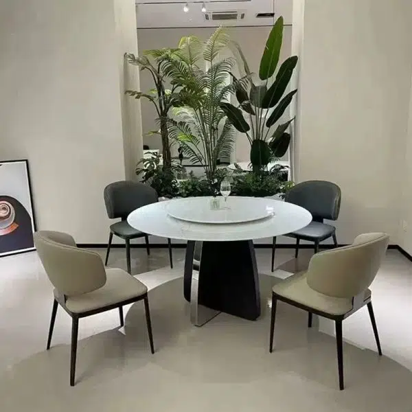 Modern Luxury Square Leather Iron Chair Backrest Armless For Living Room - Image 15