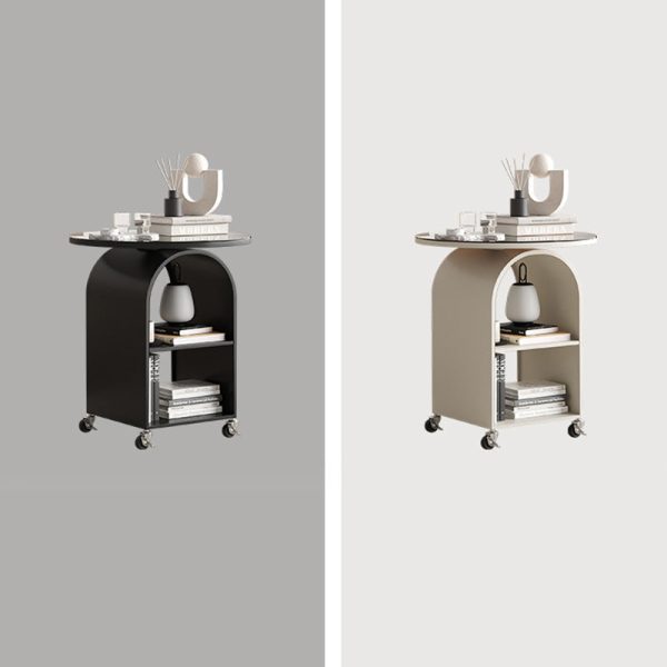 Contemporary Creative Arched Frame Top Tempered Glass Base Iron End Table 2-Cabinets For Living Room - Image 10