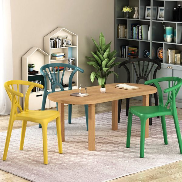 Contemporary Scandinavian Arc Plastic Stackable Dining Chair Backrest For Dining Room - Image 22