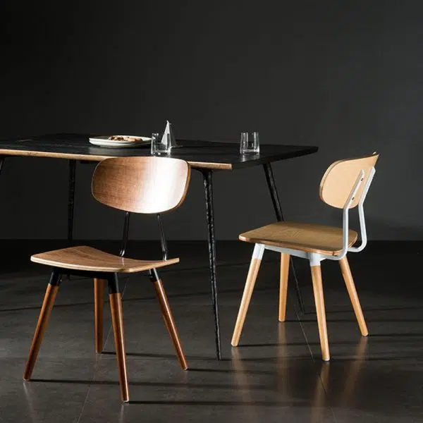 Contemporary Scandinavian Square Wood Iron Chair Backrest Armless For Living Room - Image 18