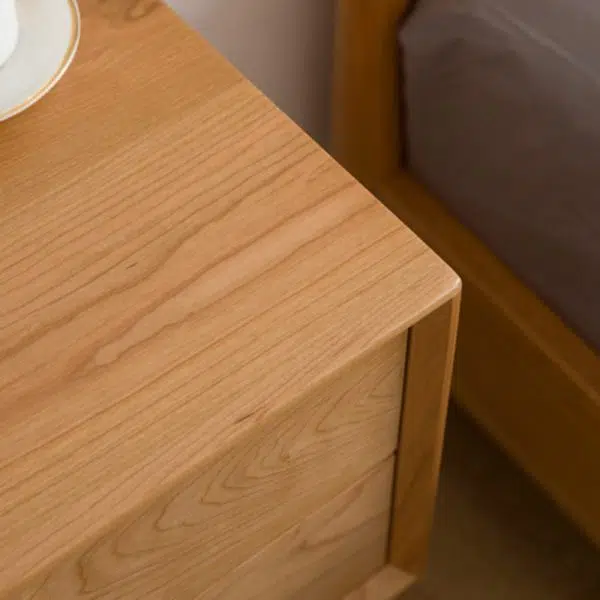 Contemporary Nordic Square Solid Wood Nightstand 2-Drawer For Bedroom - Image 6