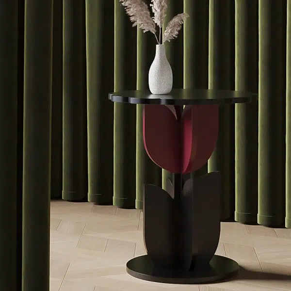 Contemporary Creative Petal Round Tabletop Pine Glass Side Table For Living Room - Image 7