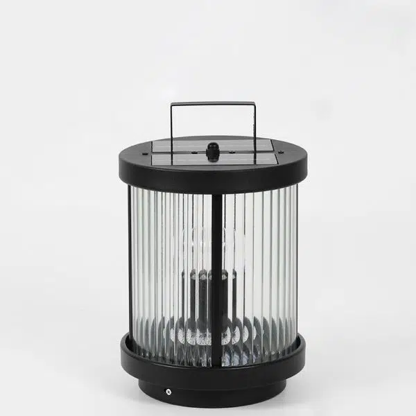 Modern Minimalist Solar Cylinder Stripe Glass Aluminum 1-Light Outdoor Landscape Light For Garden - Image 6