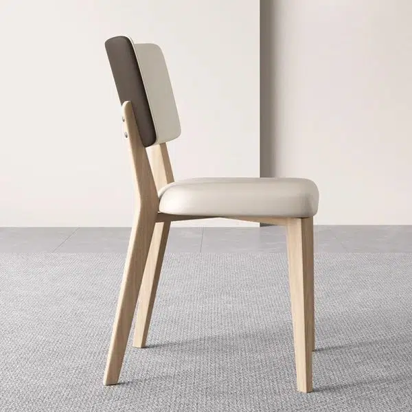 Contemporary Nordic Square Leather Solid Wood Frame Dining Chair Backrest For Dining Room - Image 10