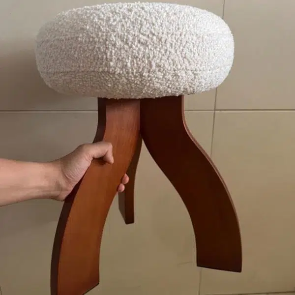 Contemporary Creative Round Lambswool Velvet Footstool Armless Backless For Entryways - Image 11