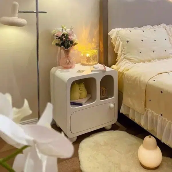 Contemporary Creative Rectangular Wood End Table 1-Drawer For Living Room - Image 8