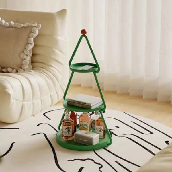 Contemporary Creative Round Iron End Table 3-Tier For Living Room - Image 2