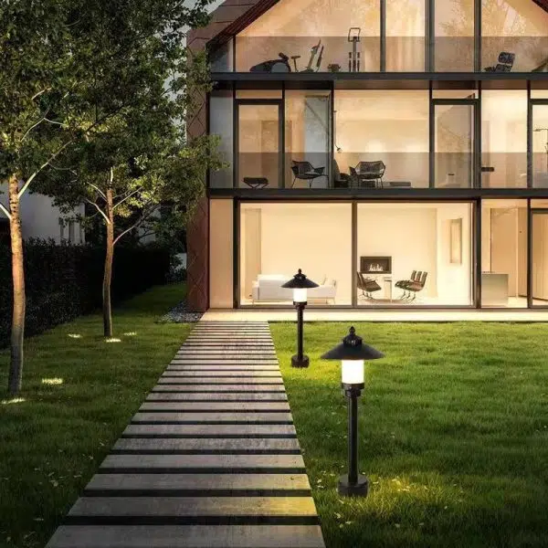 Modern Minimalist Umbrella Waterproof Aluminum Marble LED Outdoor Light For Garden - Image 9