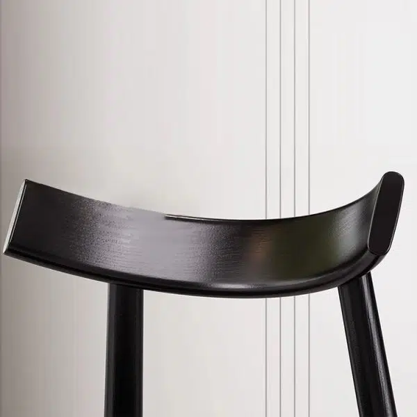 Contemporary Nordic Square Upholstered Curved Leather Wood Dining Chair Backrest For Dining Room - Image 6