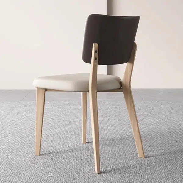 Contemporary Nordic Square Leather Solid Wood Frame Dining Chair Backrest For Dining Room - Image 8