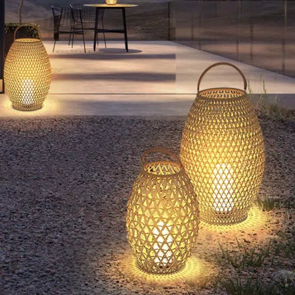 Outdoor Bamboo Weaving Portable Waterproof 1-Light Garden Landscape Light - Image 4